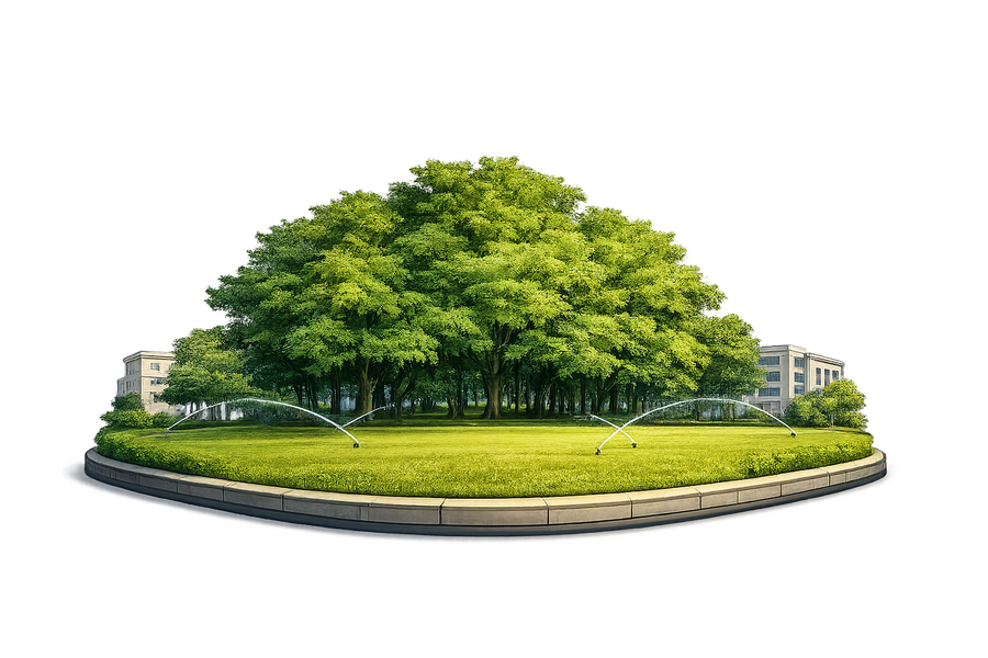 沈阳化工大学槐德广场地标插画